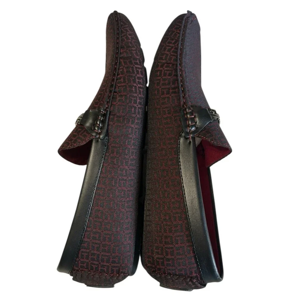 Royal Shoes Mens  Loafer Moccasin Driving Burgundy Black Geo Casual Size 12
